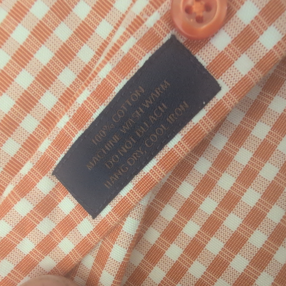 David Donahue Men's Orange Checkered Shirt - Size XLT (17/37) - Picture 6 of 7